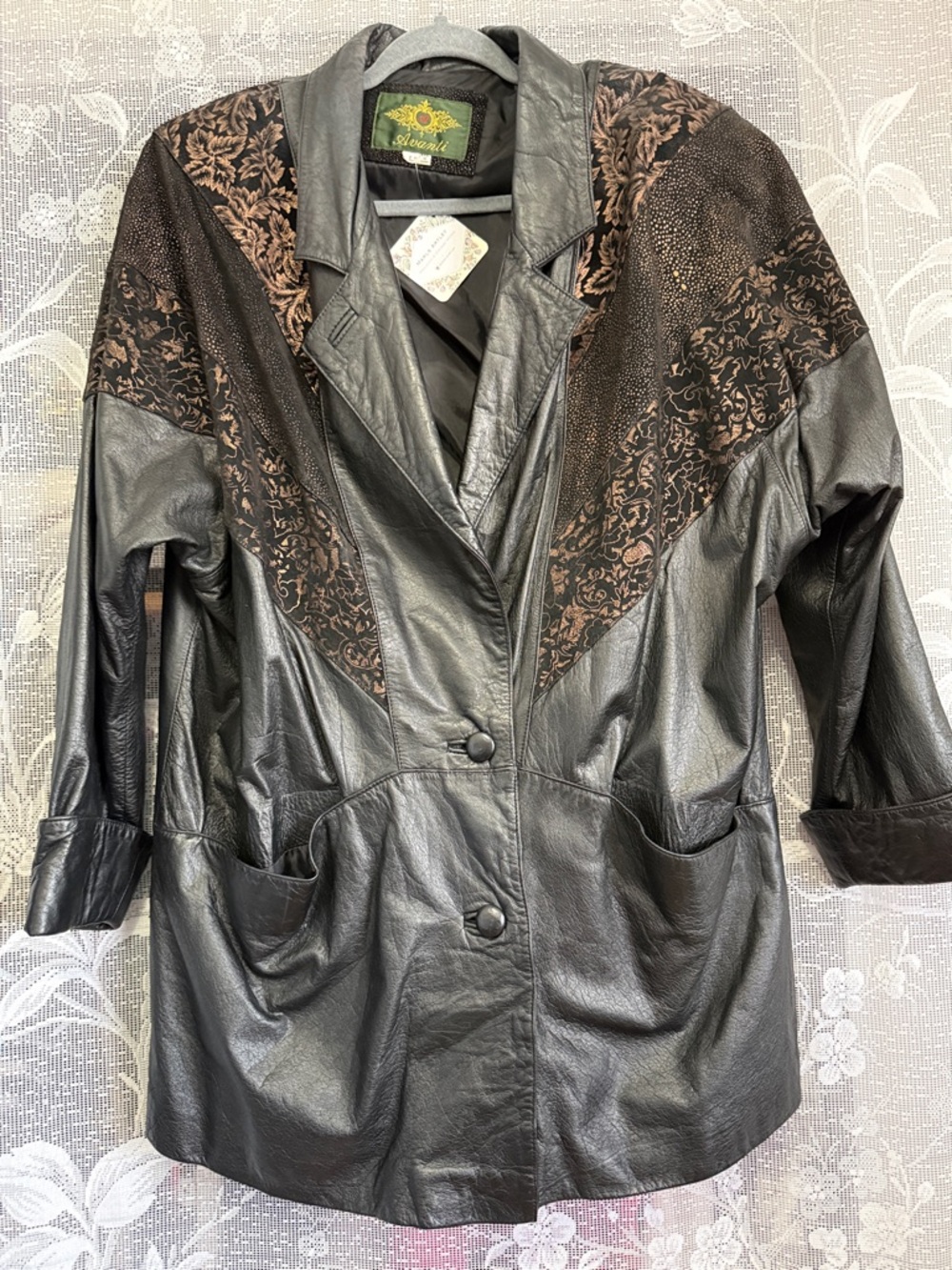 Vintage black copper Leather Blazer Jacket